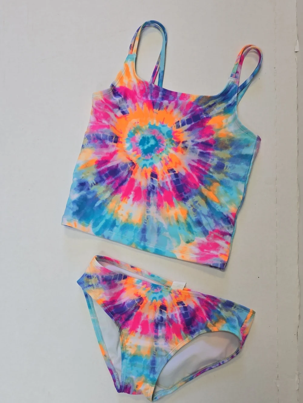 NWOT The Children's Place Neon Tie-Dye Tankini Top and Bottom